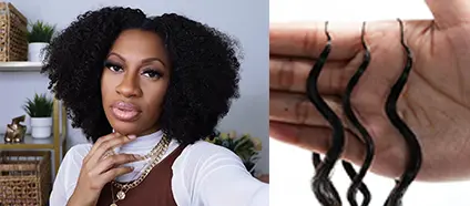Pack of human hair crochet extensions with pre‑loop rings and crochet needle for easy installation